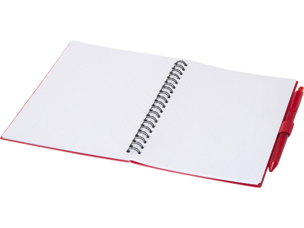 Набор Niove из блокнота из переработанного пластика в мягкой обложке и шариковой ручки (синие чернила) - Красный