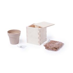 Горшочек для выращивания мяты с семенами (6-8шт) в коробке MERIN, биоразлагаемый материал, дерево