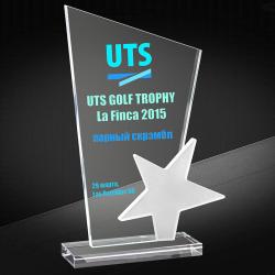 Награда из стекла с цветной печатью со звездой