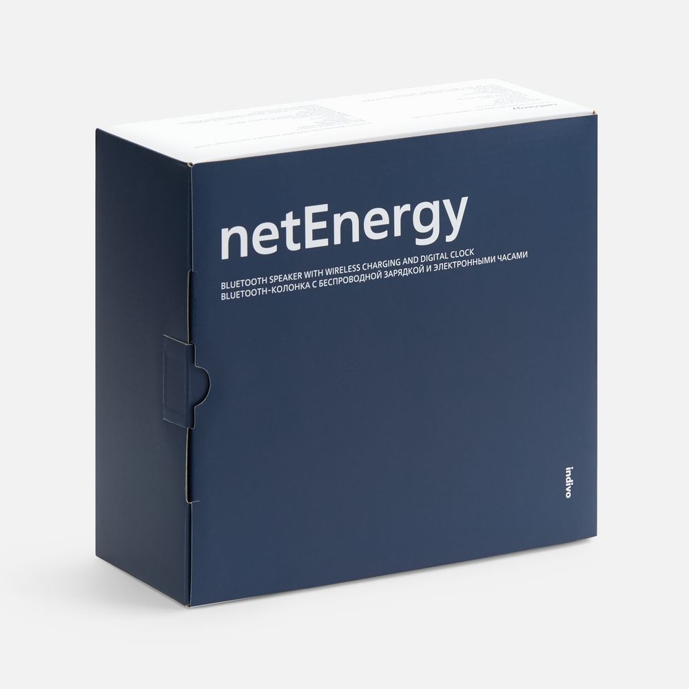 Bluetooth-колонка с беспроводной зарядкой и часами netEnergy, серая Bluetooth-колонка с беспроводной зарядкой и часами netEnergy, серая