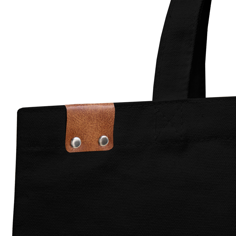Сумка для покупок IVORY 325 г/м² с PU нашивкой, чёрный/коричневый