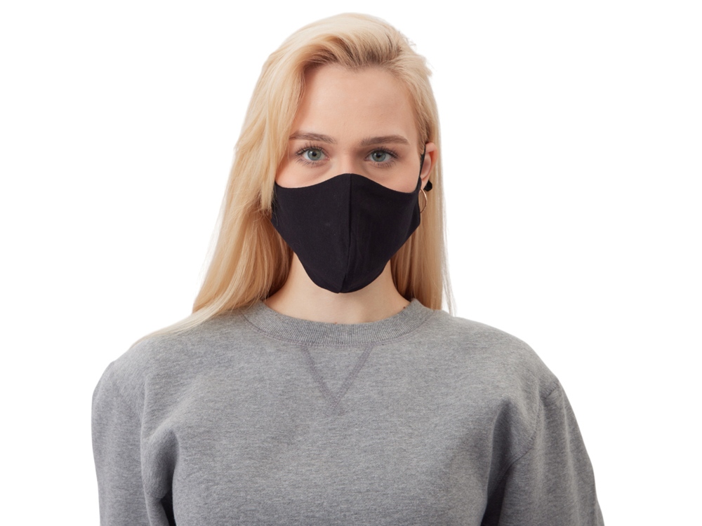Маска для лица многоразовая с фиксаторами, черная