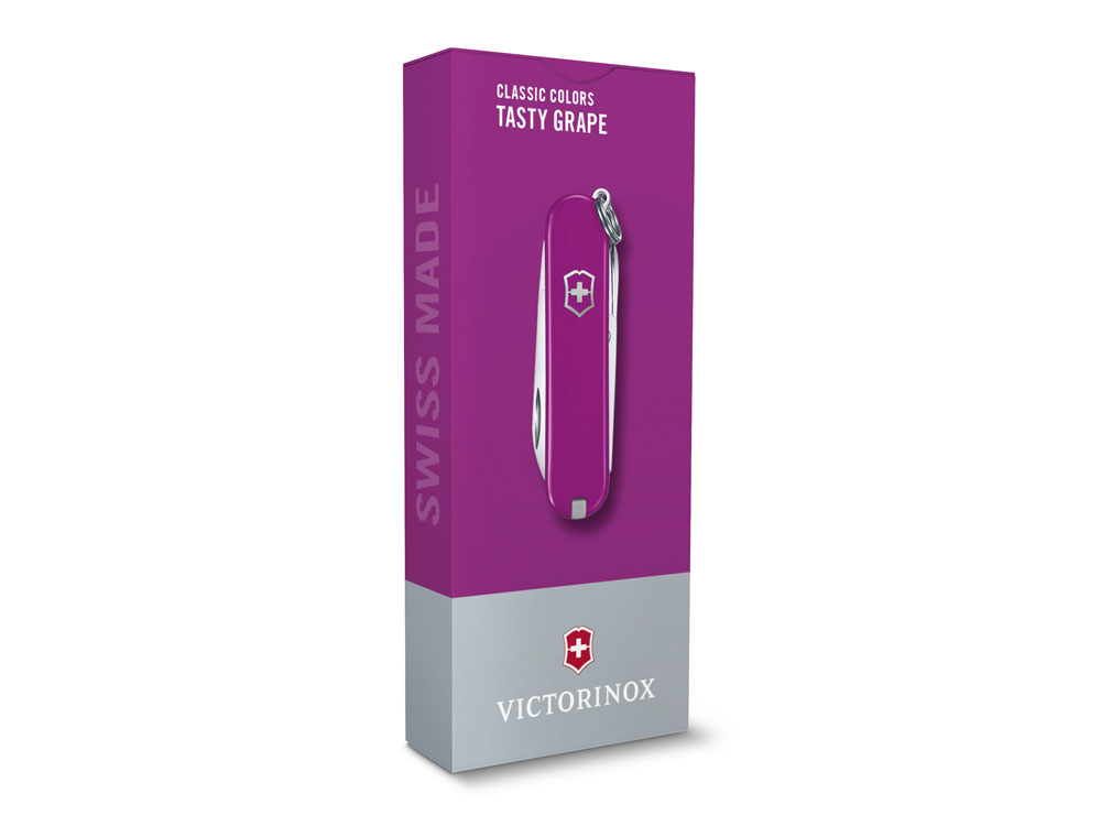 Нож-брелок VICTORINOX Classic SD Colors Tasty Grape, 58 мм, 7 функций, фиолетовый