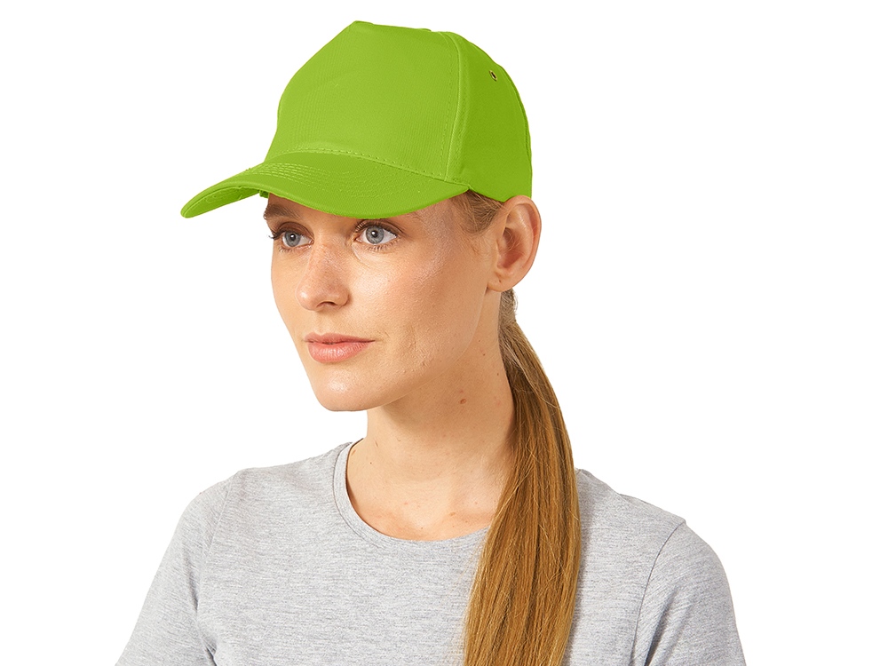 Бейсболка New York  5-ти панельная  с металлической застежкой и фурнитурой, зеленое яблоко
