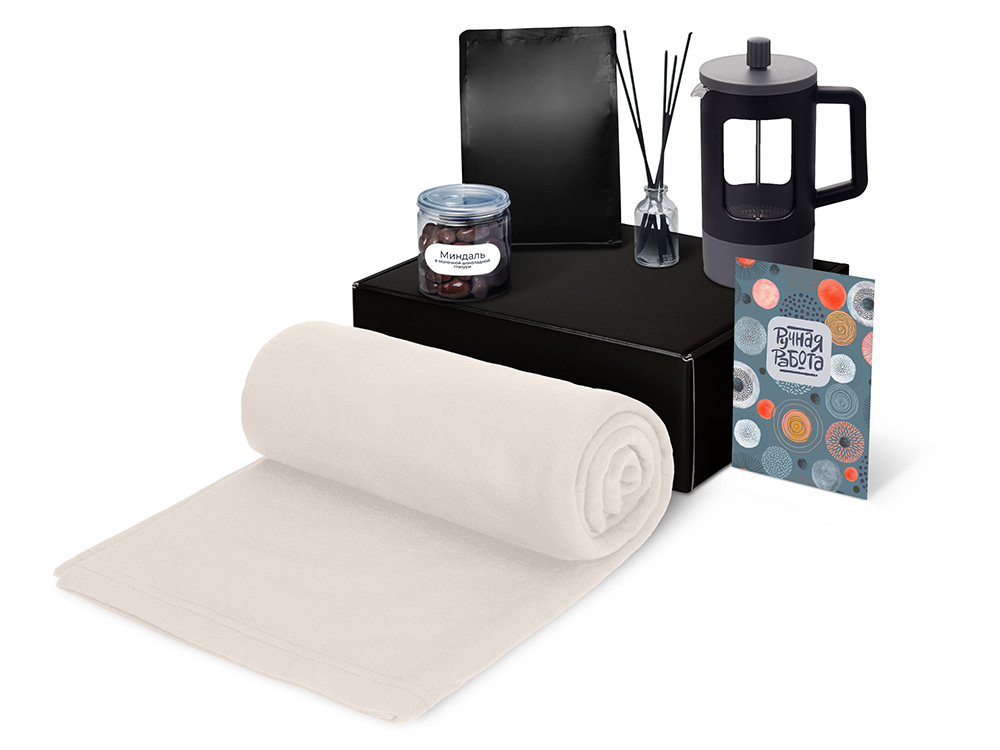 Подарочный набор Re:y. Vive с пледом, френч-прессом и кофе Подарочный набор Re:y. Vive с пледом, френч-прессом и кофе