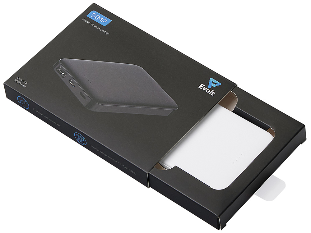 Внешний аккумулятор Simp, 5000 мАч, белый