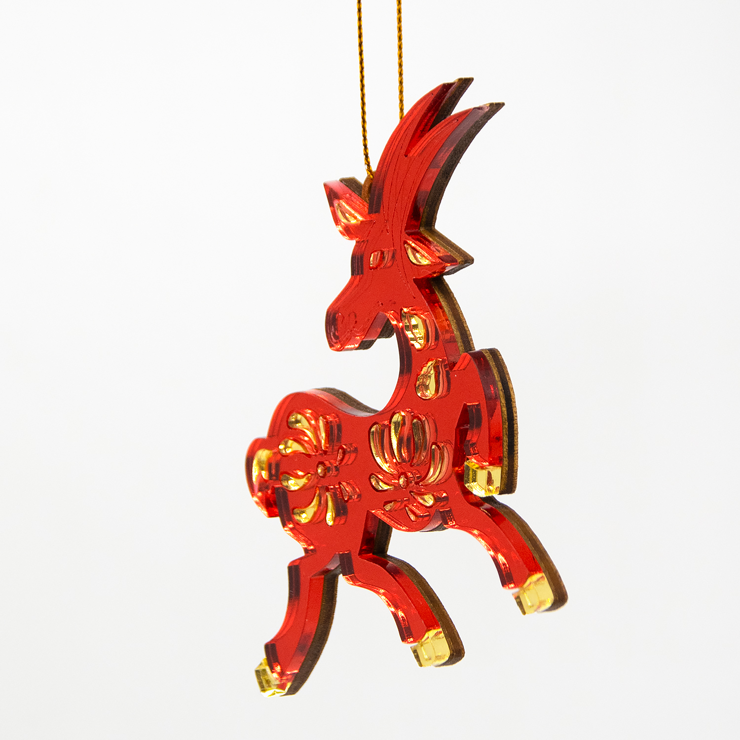 Ёлочная игрушка Коза (красный с золотом) Ёлочная игрушка Коза (красный с золотом)
