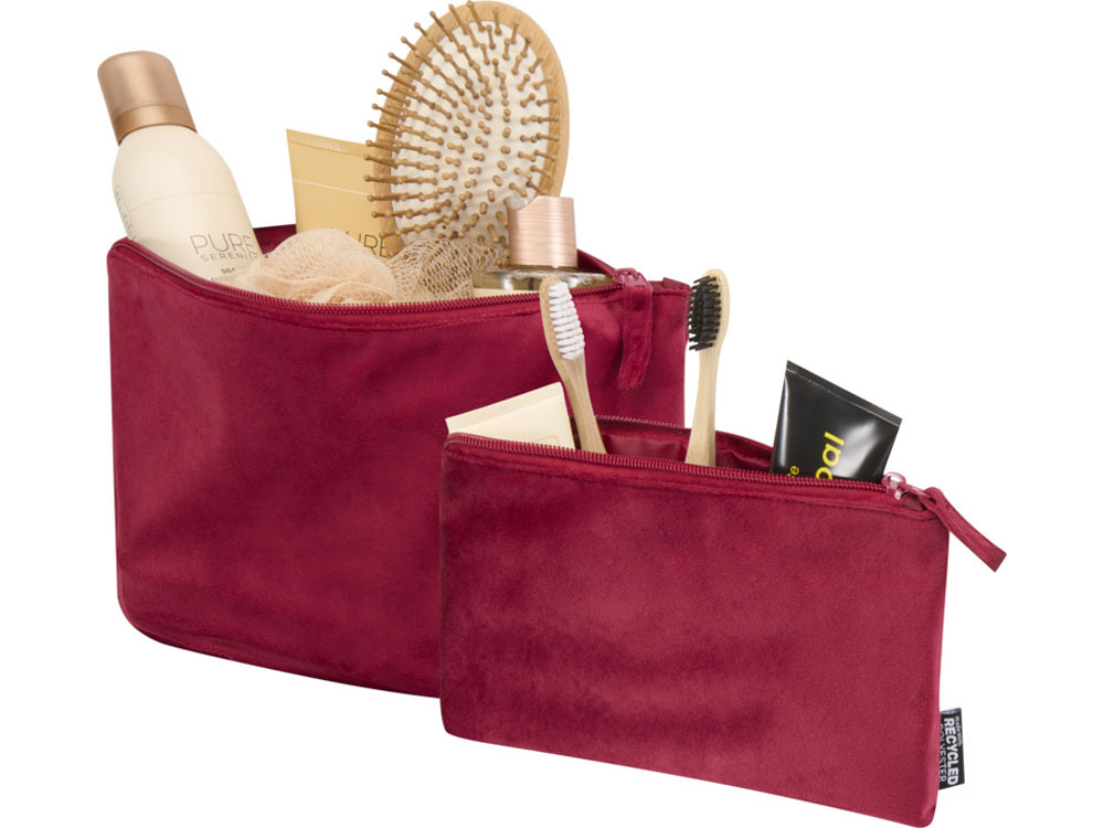 Swift набор косметичек из переработанного бархата GRS, бургунди