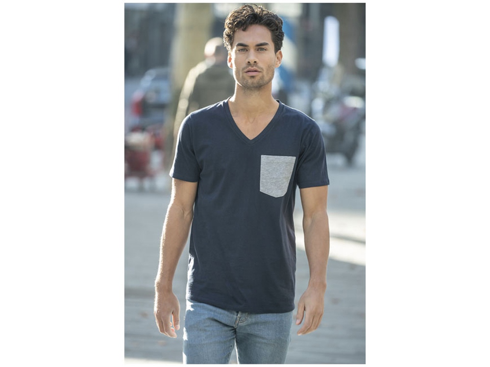 Мужская футболка Gully с коротким рукавом и кармашком, темно-синий/серый