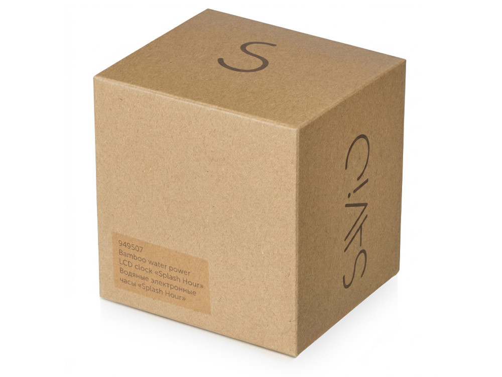 Водяные часы из бамбука Splash Hour, черный Водяные часы из бамбука Splash Hour, черный
