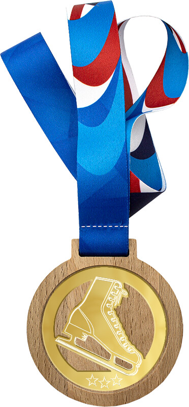 Деревянная медаль с лентой Фигурное катание