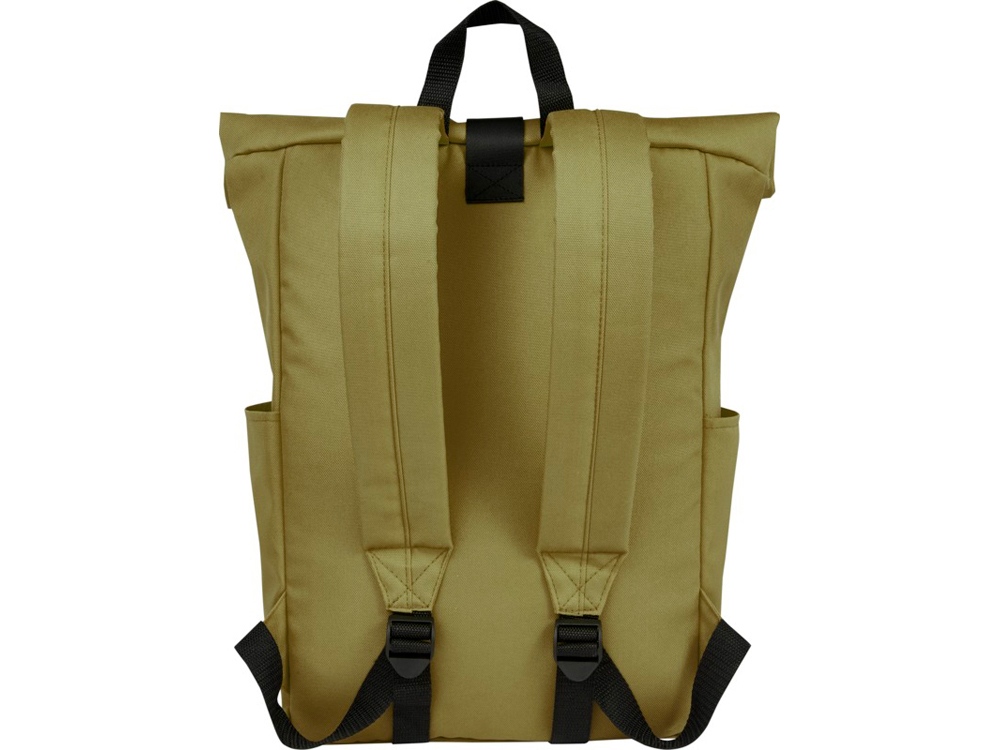 Рюкзак Byron 15,6 объемом 18 л со скручиваемым верхом, изготовленный из переработанного ПЭТ по стандарту GRS, оливковый Рюкзак Byron 15,6 объемом 18 л со скручиваемым верхом, изготовленный из переработанного ПЭТ по стандарту GRS, оливковый