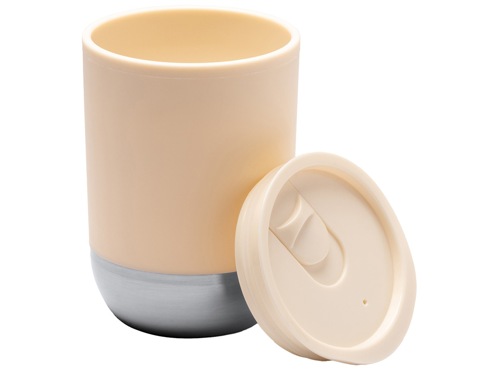 Термокружка LINDE с двойными стенками из переработанного полипропилена, бежевый