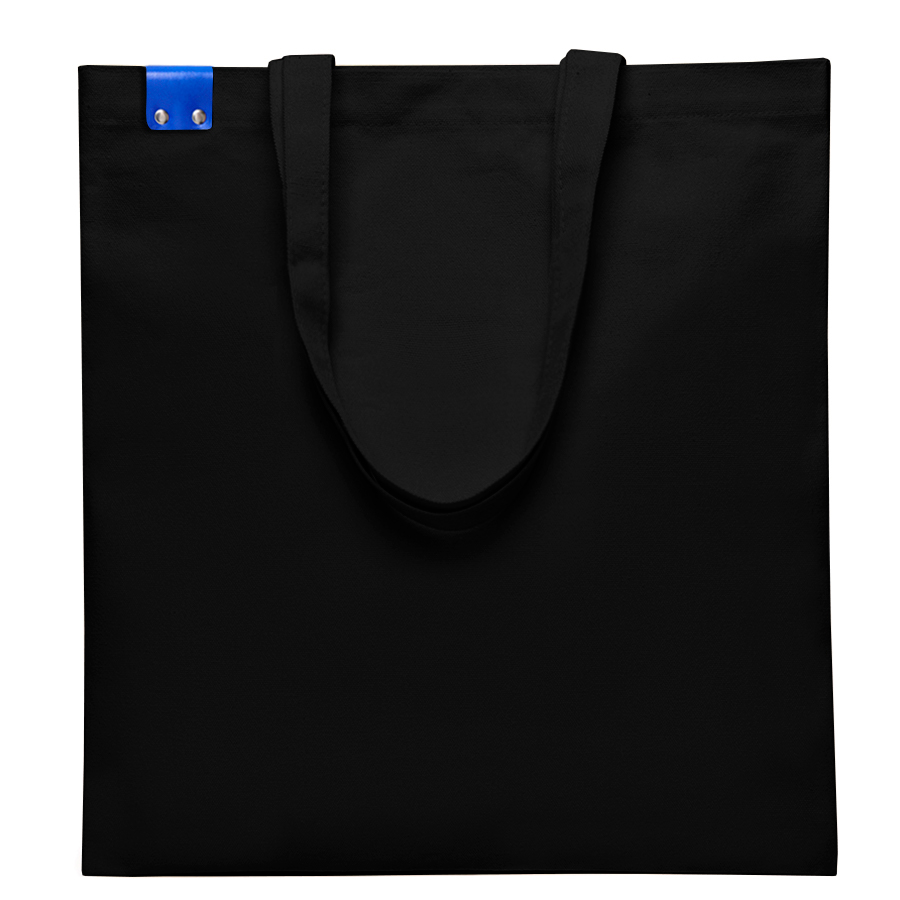 Сумка для покупок IVORY 325 г/м² с PU нашивкой, чёрный/синий