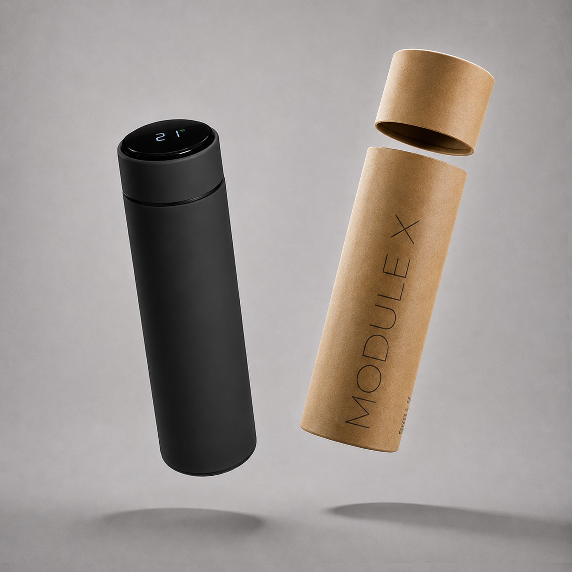 Вакуумный термос Module X с индикатором температуры, 500 мл, тубус, черный