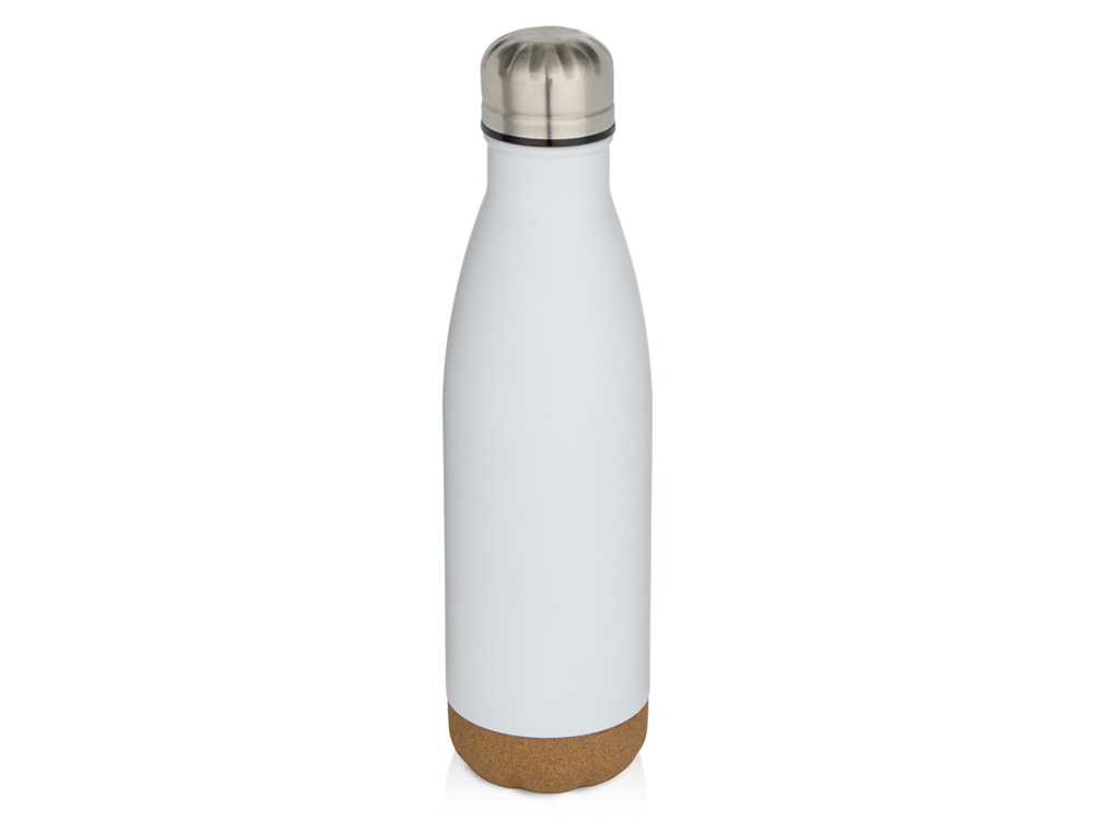 Бутылка для воды Cove из нержавеющей стали с двойными стенками и вакуумной изоляцией, объемом 500 мл, с пробковыми деталями - Белый