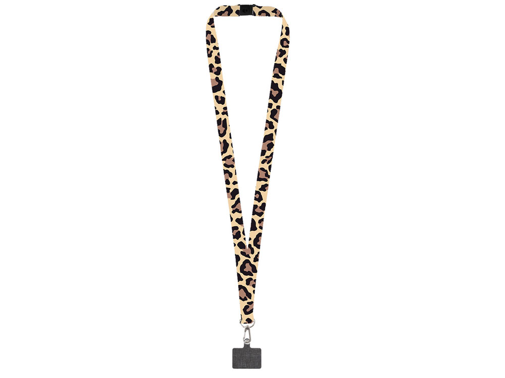 Ланъярд 2 см под сублимацию с трендовым карабином, замком обрыва и большим держателем для телефона из ПЭ, серебристый