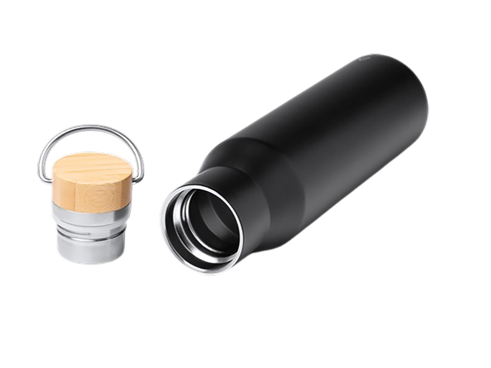 Термобутылка Мэйер из нержавеющей стали, с бамбуковой крышкой, серебристый