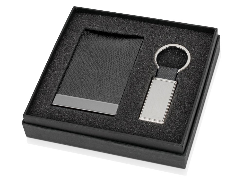 Набор Лонгвью: визитница, брелок, черный Набор Лонгвью: визитница, брелок, черный