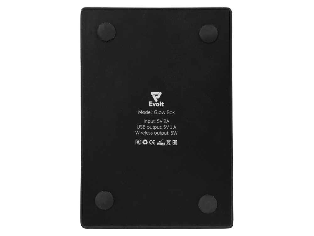 Беспроводная зарядка-подставка с подсветкой Glow box, черный (Р) Беспроводная зарядка-подставка с подсветкой Glow box, черный (Р)