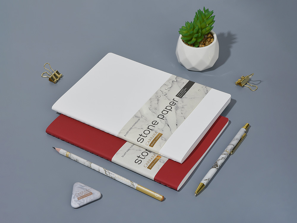 Тетрадь с каменной бумагой А5 Carrara 40 л., линейка, белый