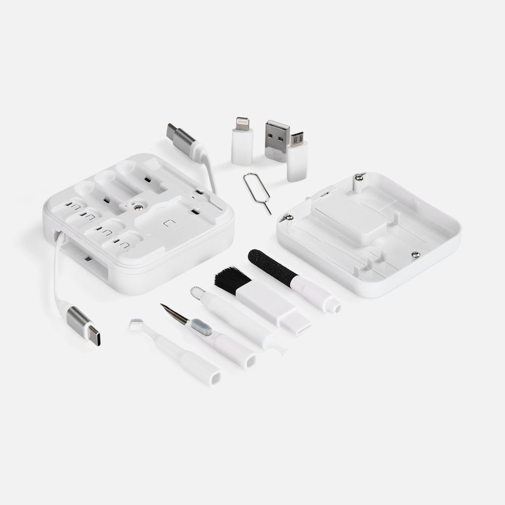 Набор для ухода за гаджетами со складным кабелем aceCase, белый