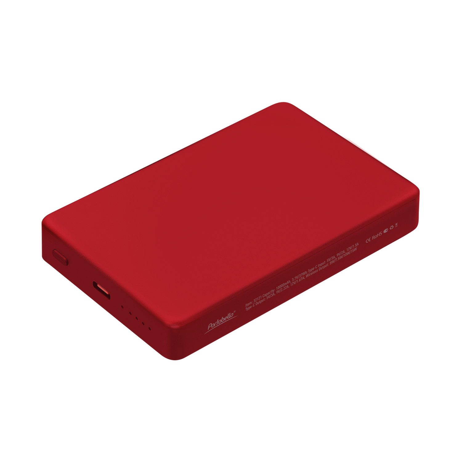 Внешний аккумулятор Атлантис Плюс PD (Atlantis PD Plus) 10000mAh с функцией беспроводной зарядки 15W, красный