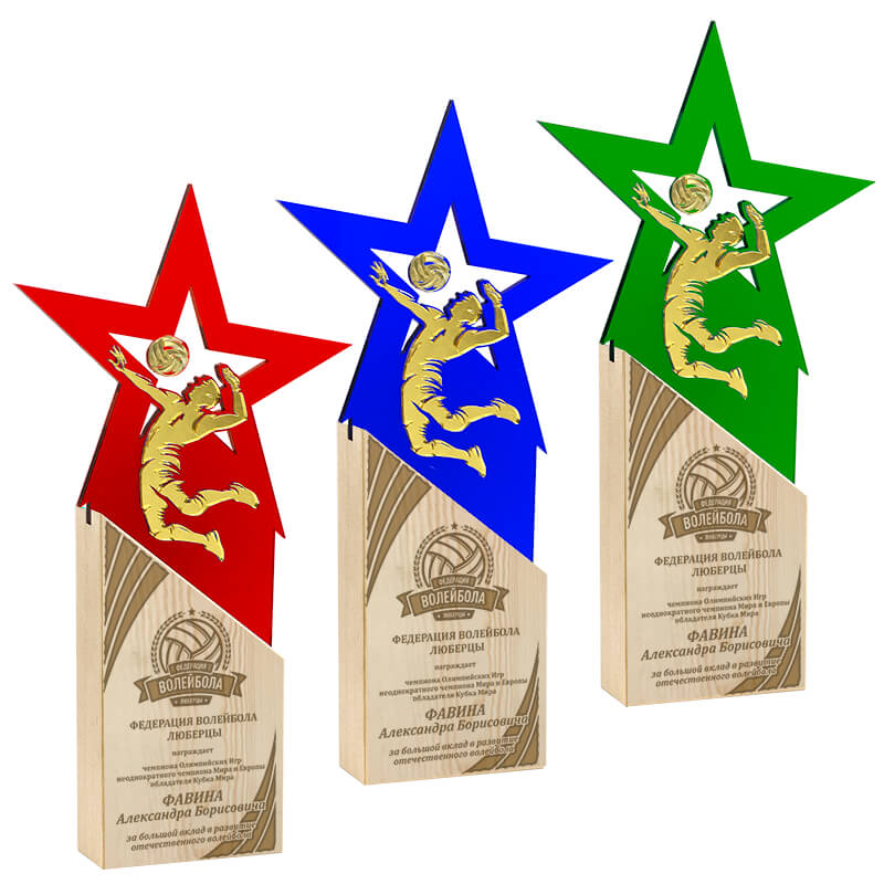 Акриловая награда с лазерной гравировкой волейбол