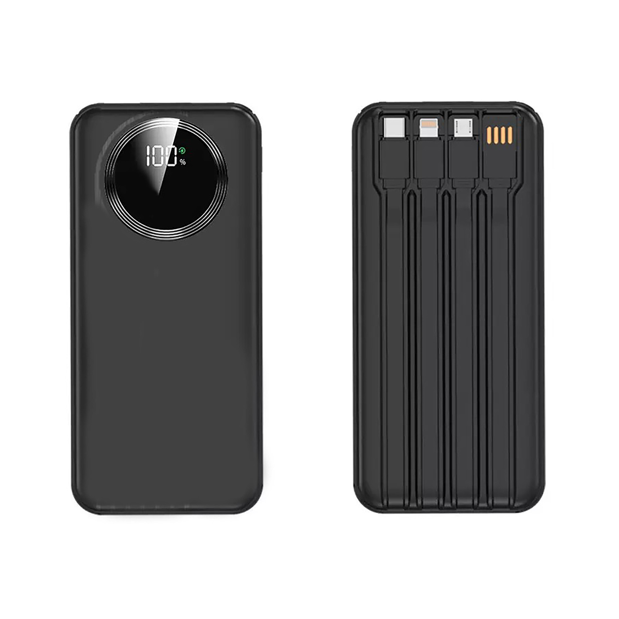 Зарядное устройство "Phantom" 10000 mAh с 4мя встроенными кабелями и цифровым индикатором заряда Зарядное устройство "Phantom" 10000 mAh с 4мя встроенными кабелями и цифровым индикатором заряда