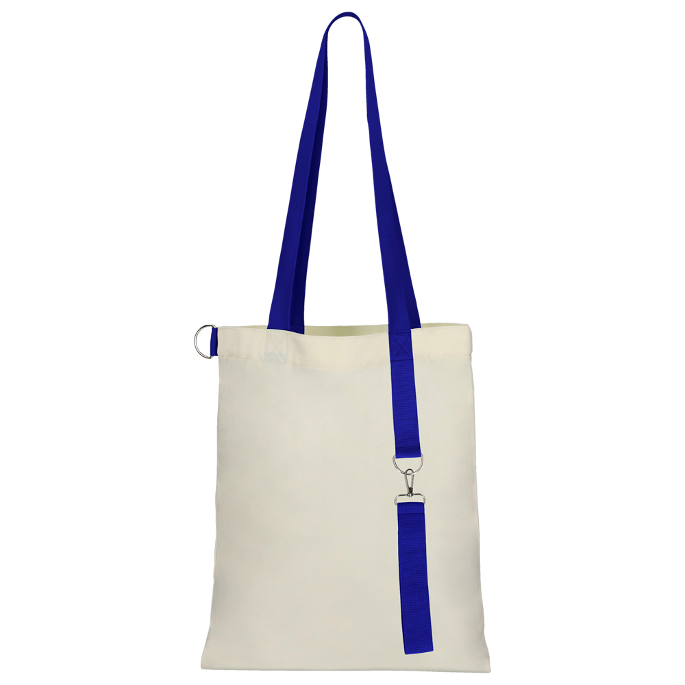 Сумка для покупок White GLOW 325 г/м² с ремувкой, синяя/синяя