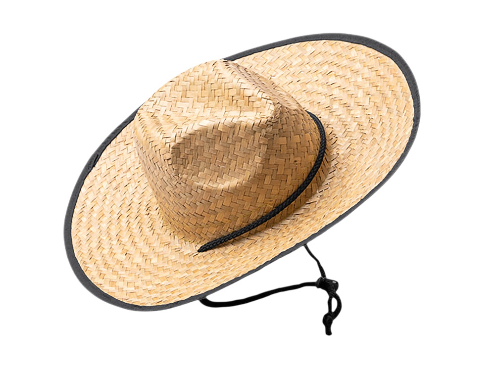 Шляпа из натуральной соломы MUNDAK/СИЕСТА с регулируемой завязкой, бежевый/черный