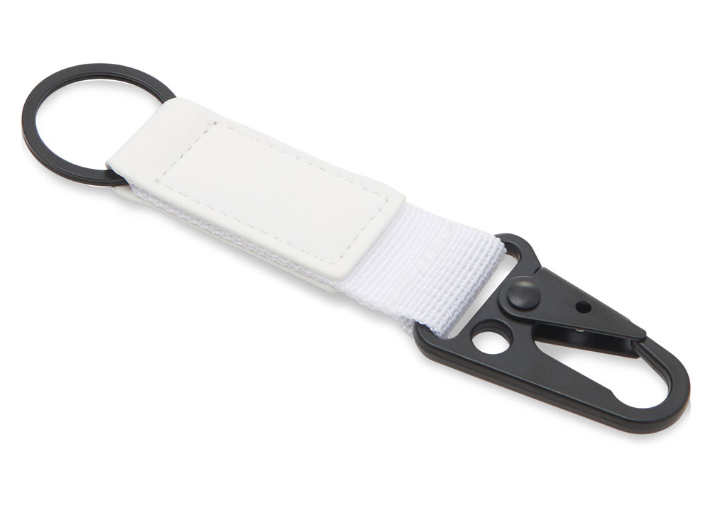 Брелок-ремувка Carabinier из ткани с вставкой из экокожи и карабином, белый