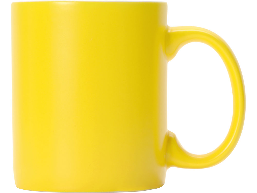 Матовая кружка Марко базовой формы, цветная снаружи, белая внутри, желтый