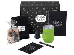 Подарочный набор c термокружкой, блокнотом, ручкой и свечкой, зеленое яблоко