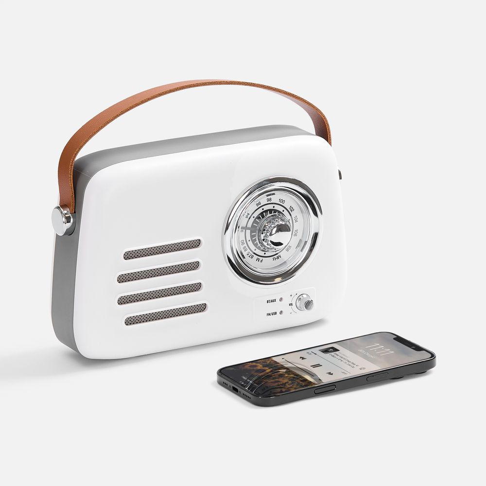 Bluetooth-колонка с радио Retronica, белая Bluetooth-колонка с радио Retronica, белая