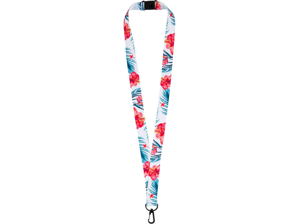 Ланъярд 2 см под сублимацию с карабином и замком обрыва, черный