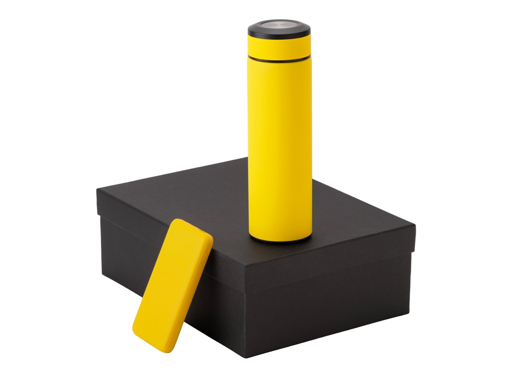 Подарочный набор с термосом и повербанком С2, желтый