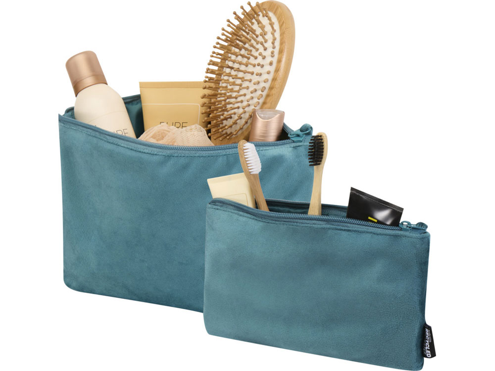 Swift набор косметичек из переработанного бархата GRS, морская волна