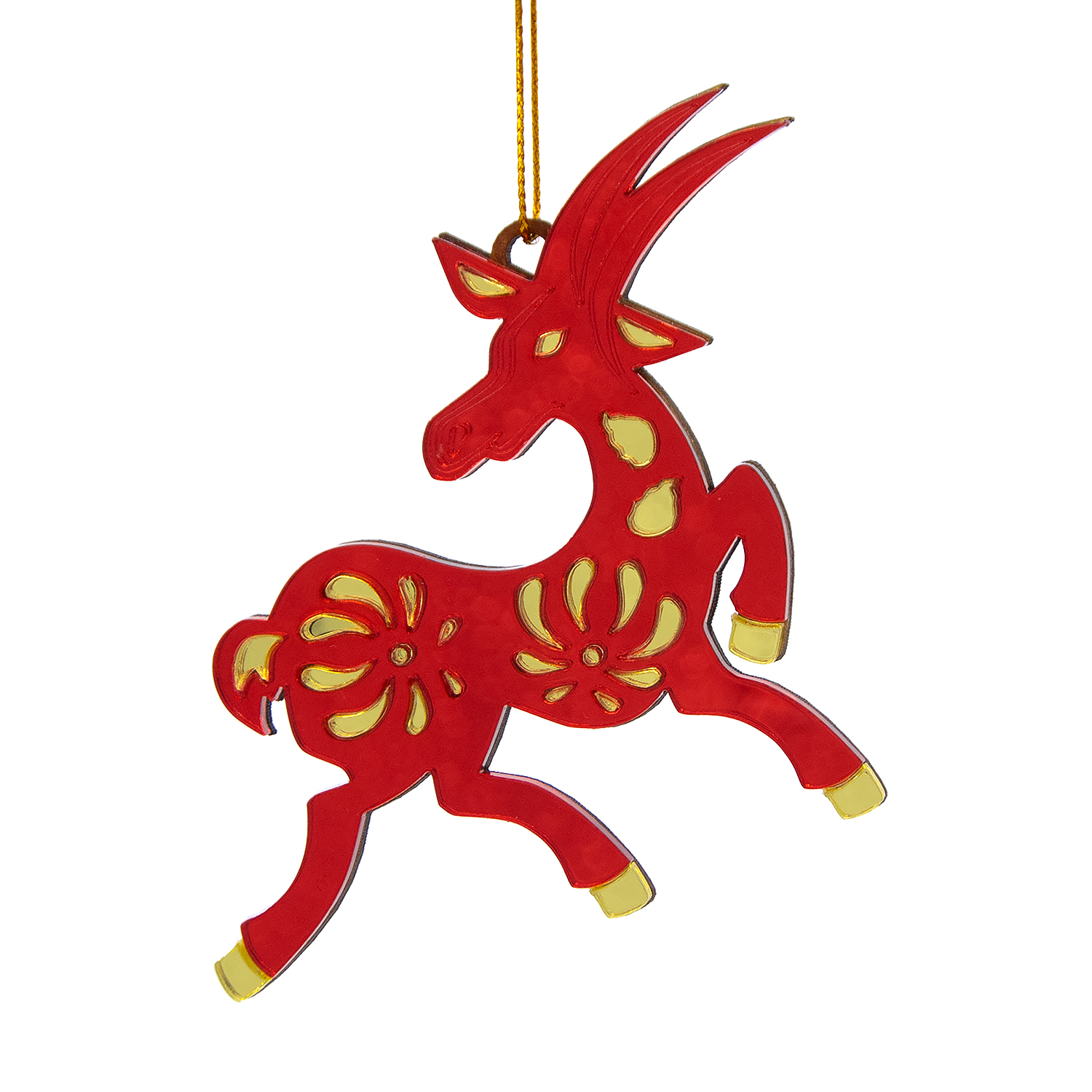 Ёлочная игрушка Коза (красный с золотом) Ёлочная игрушка Коза (красный с золотом)