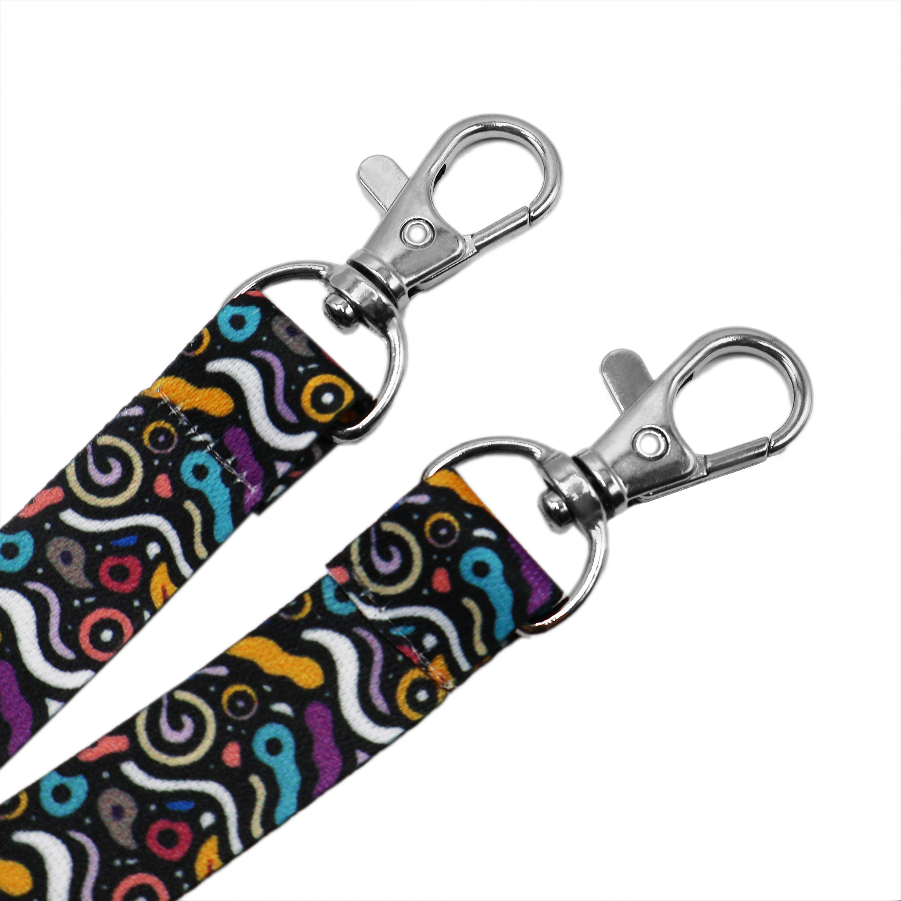 Ланъярд полноцветный Эл с двумя карабинами, 15 мм