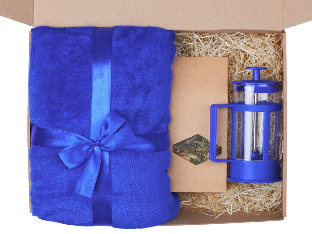 Подарочный набор Tea time с пледом, синий