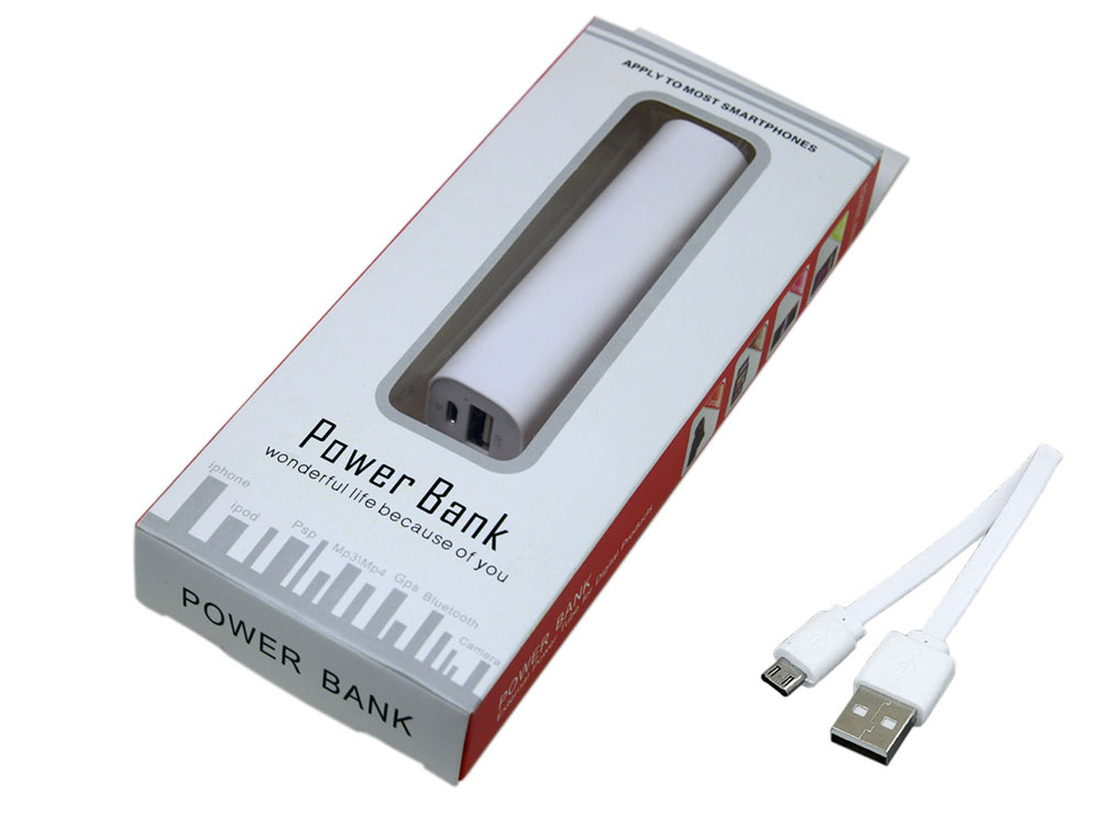 PB030 Универсальное зарядное устройство power bank  прямоугольной формы. 2200MAH. Белый
