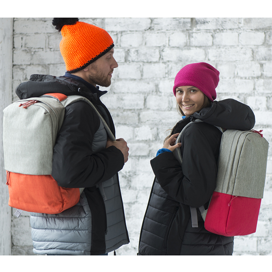 Рюкзак "Beam", серый/оранжевый, 44х30х10 см, ткань верха: 100% полиамид, подкладка: 100% полиэстер