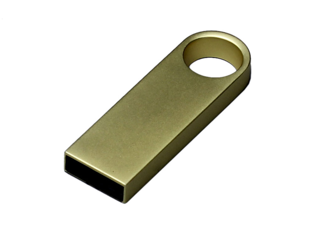 USB 2.0-флешка на 128 Гб с мини чипом и круглым отверстием, золотистый