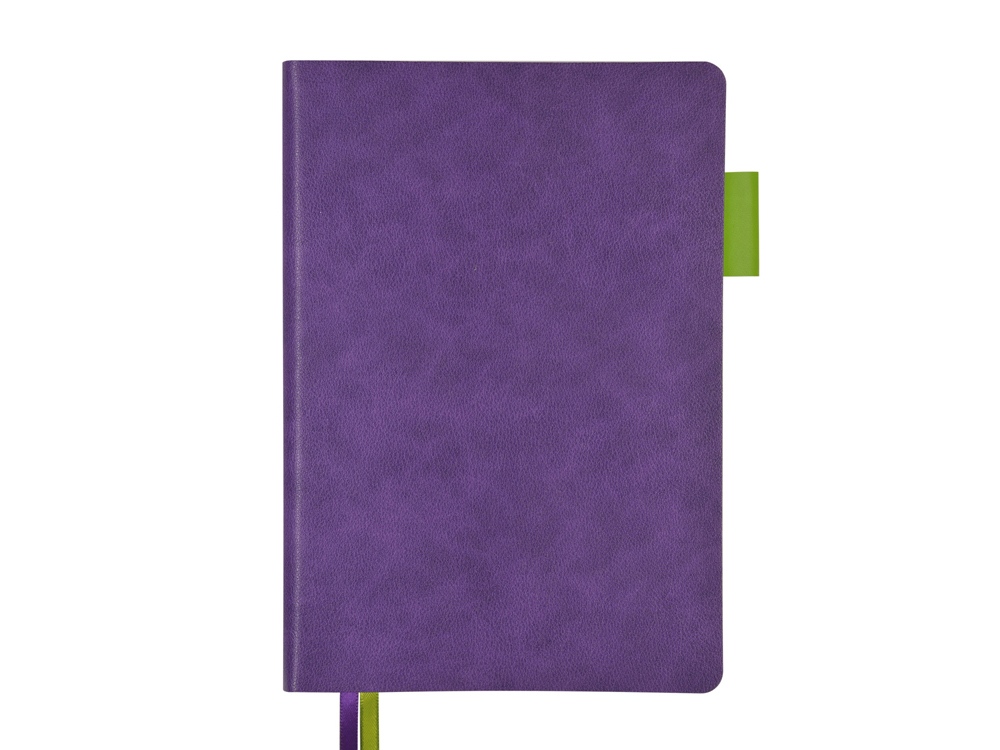 Ежедневник А5 датированный Boston 2026, фиолетовый с салатовым обрезом