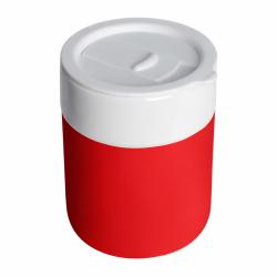 Кружка кермическая Silvia с силиконовой манжетой, белая-красная