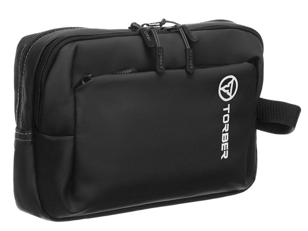 Несессер TORBER Mobi, черный, полиэстер 900D с PU покрытием, 27 х 18 х 6 см