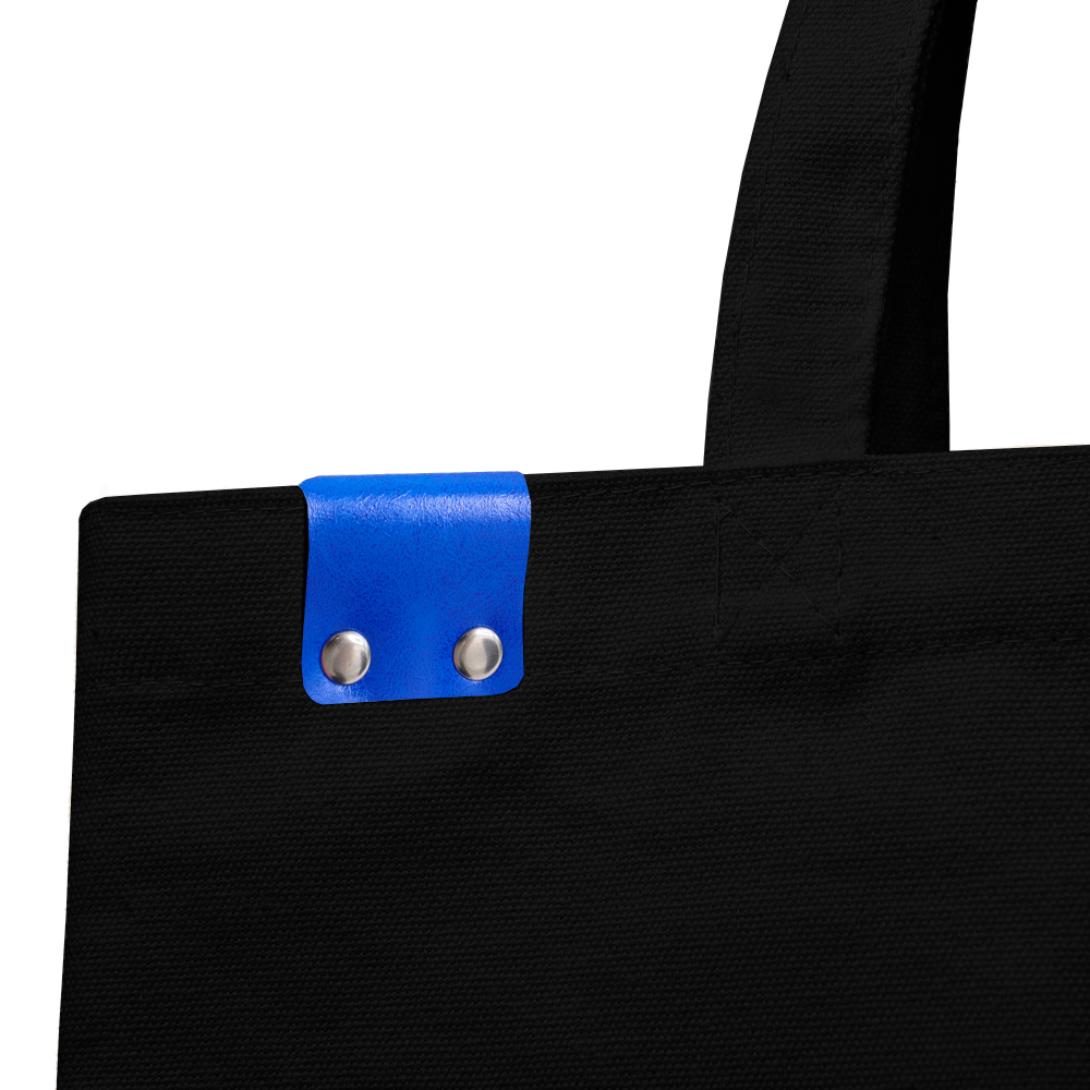 Сумка для покупок IVORY 325 г/м² с PU нашивкой, чёрный/синий