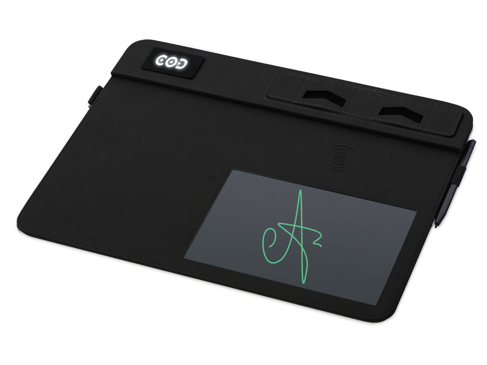 Многофункциональный коврик для мыши Multi Pad с беспроводной зарядкой и LCD экраном, 10 Вт, серый