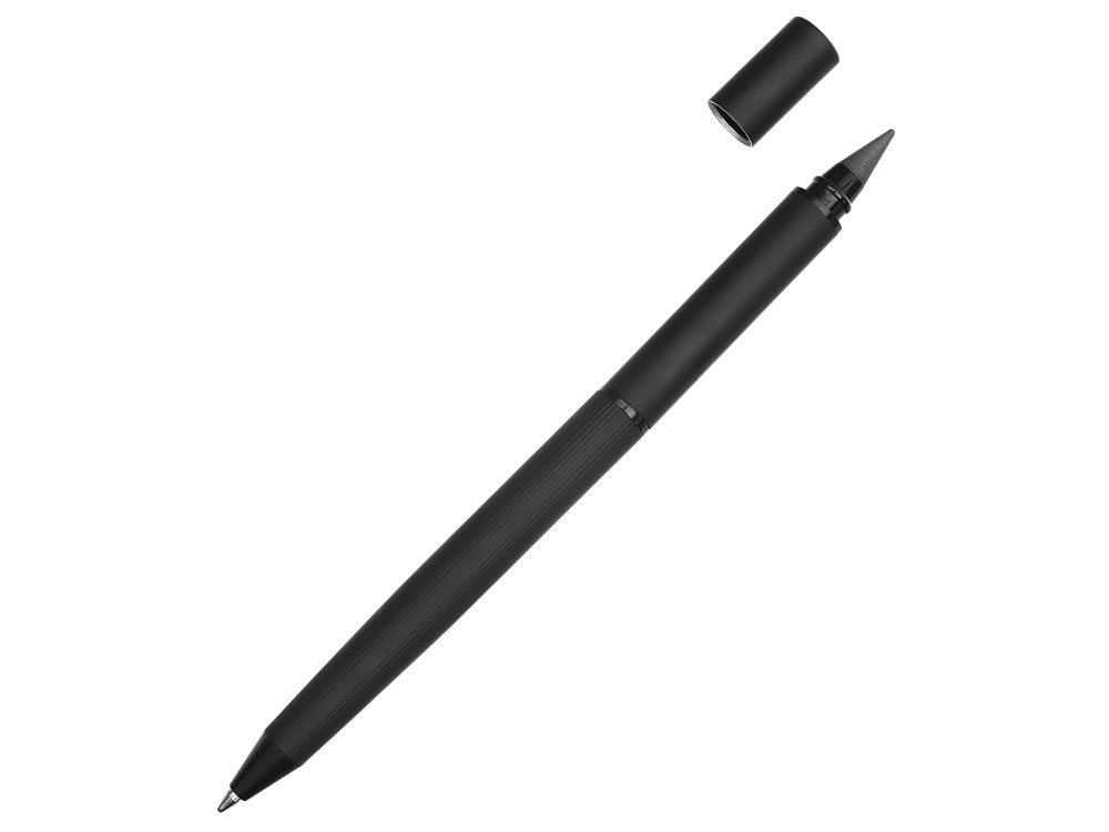 Металлическая ручка и вечный карандаш Gauguin, софт-тач, черный